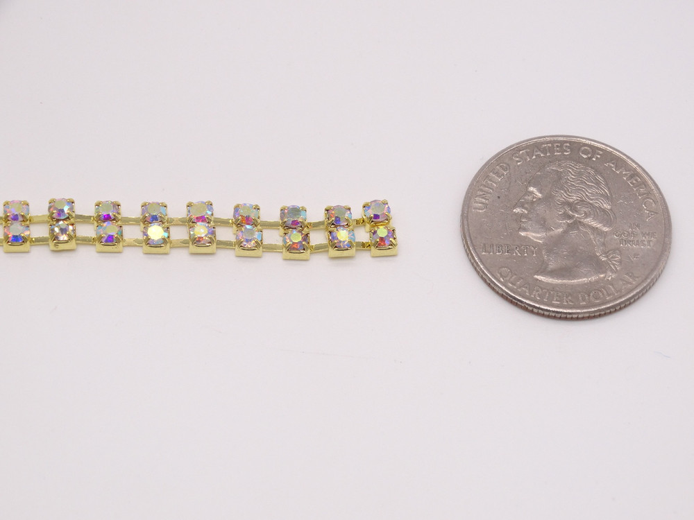 Rhinestone Trim -  Gold Double Diamond Trim - Per Yard