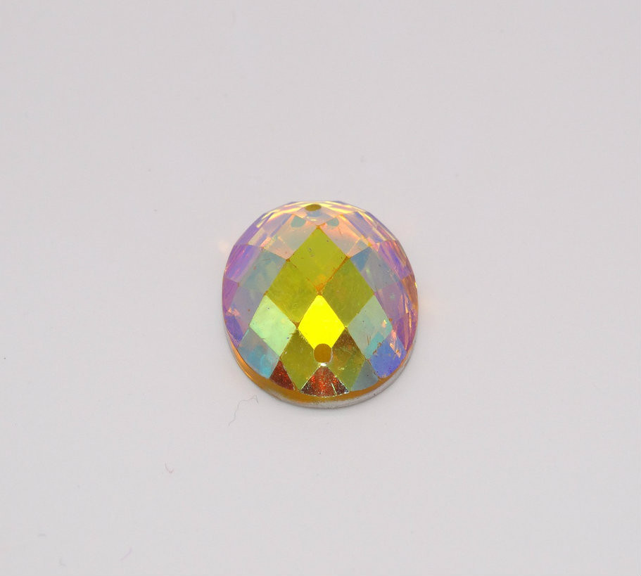 100 Pieces - 18 x 25 mm Oval Stone AB Finish Yellow