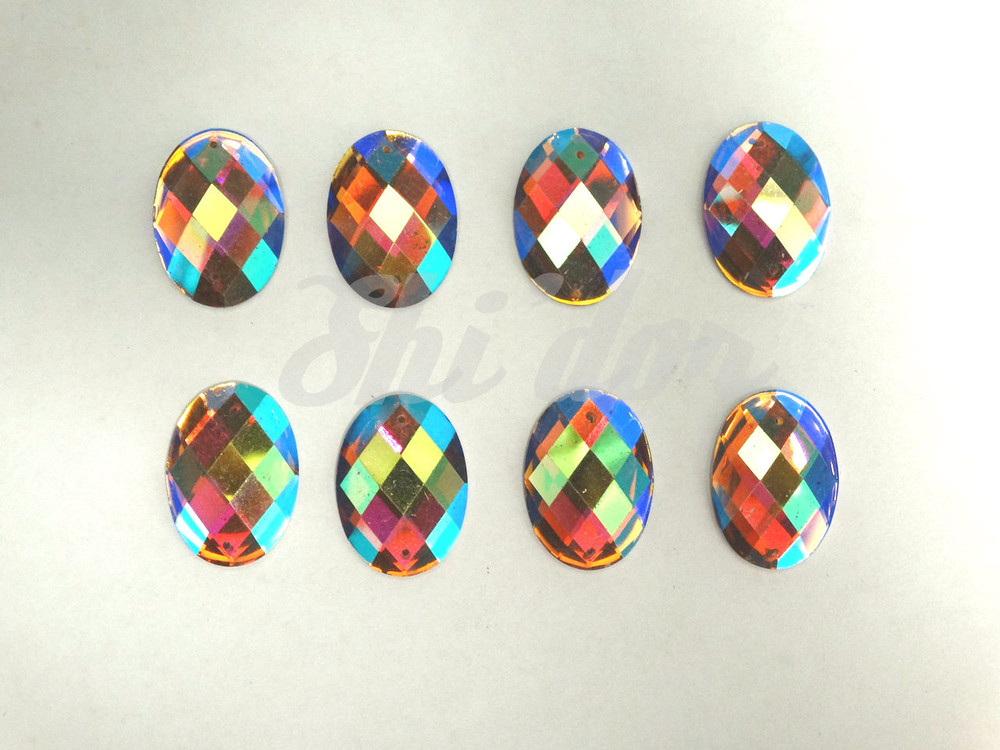 100 Pieces - 18 x 25 mm Oval Stone AB Finish Pink image