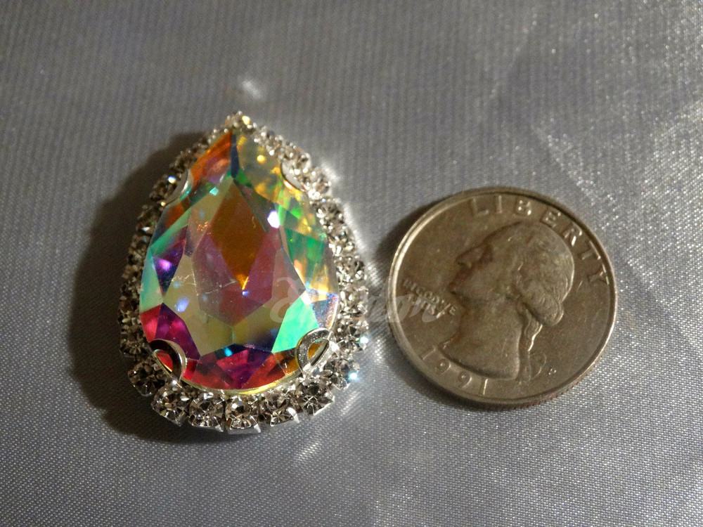 10 Pieces - 20 x 30 mm Tear Drop Glass Stone AB Finish Clear
