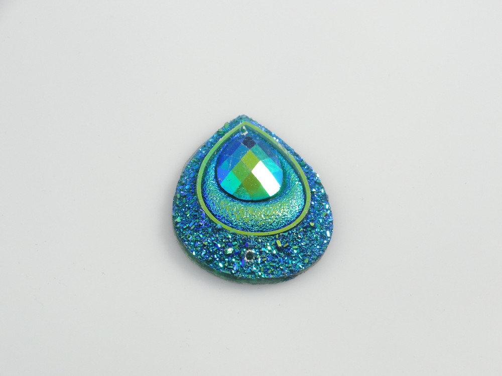 10 Pieces - 30 x 40 mm Peacock Tear Drop Stone Emerald AB image