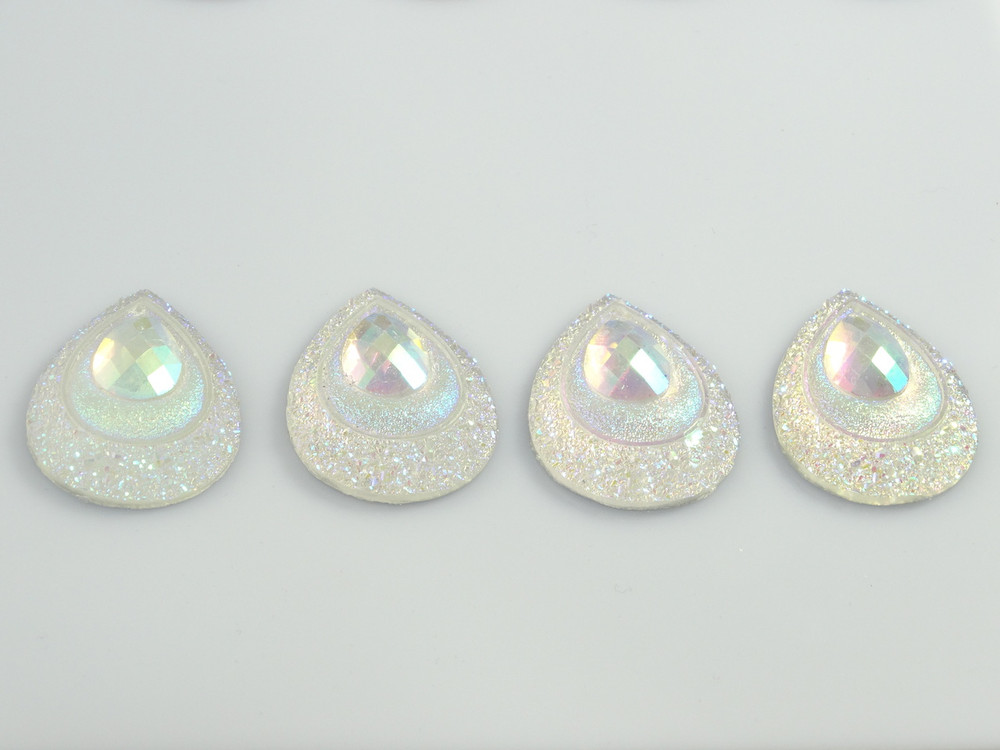 10 Pieces - 30 x 40 mm Peacock Tear Drop Stone Crystal AB image