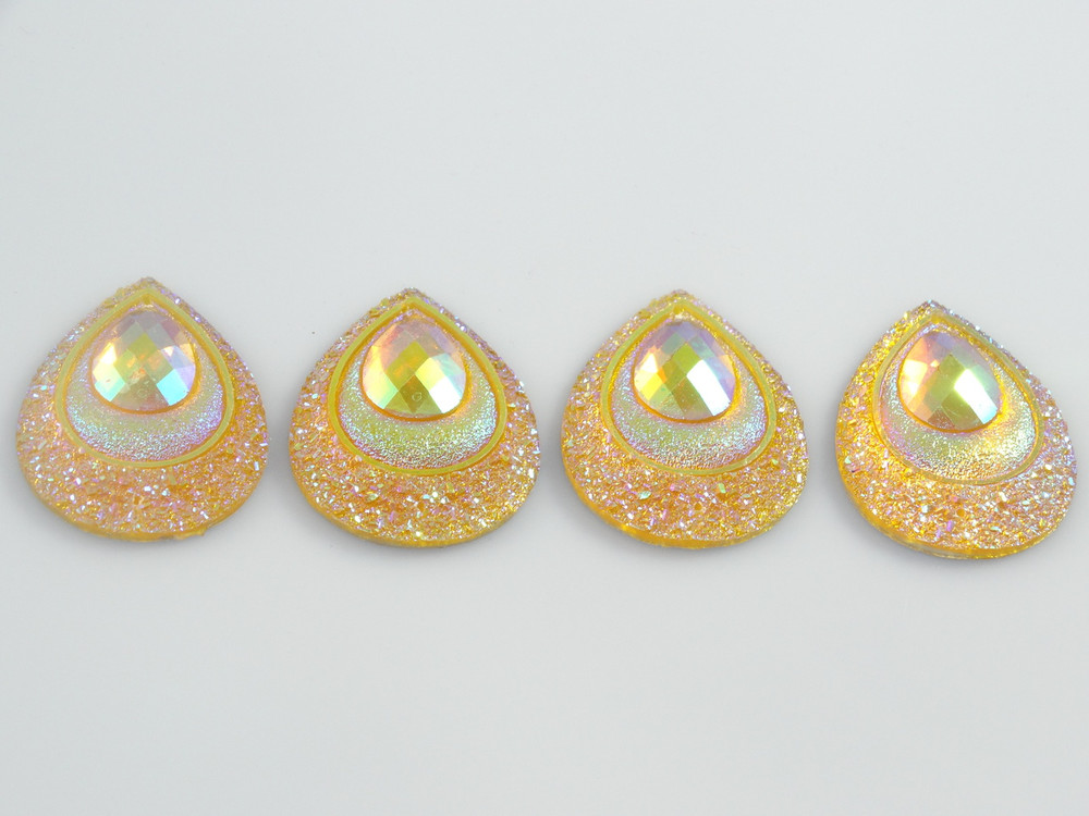 10 Pieces - 30 x 40 mm Peacock Tear Drop Stone Yellow AB image