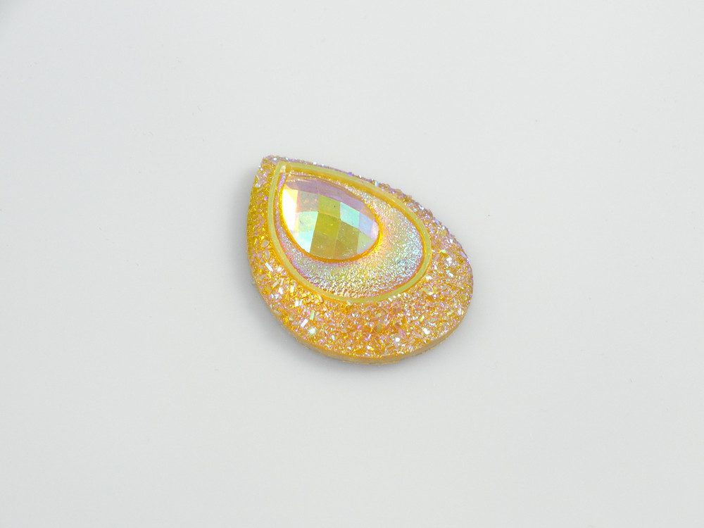 10 Pieces - 30 x 40 mm Peacock Tear Drop Stone Yellow AB image