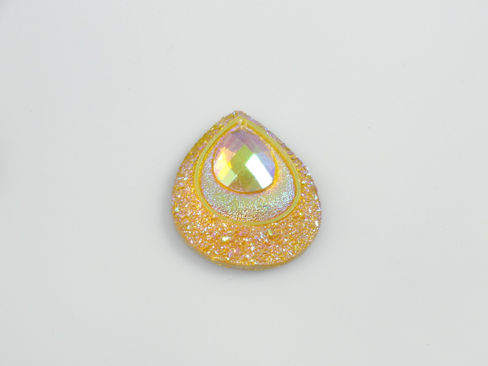 10 Pieces - 30 x 40 mm Peacock Tear Drop Stone Yellow AB image