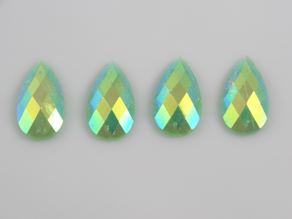 50 Pieces - 16 x 30 mm Tear Drop Stone Green AB image