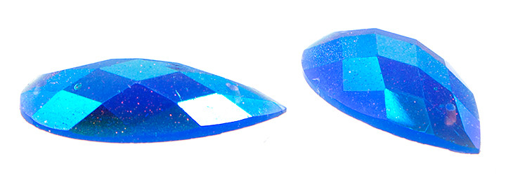 10 Pieces - 16 x 30 mm Tear Drop Stone Blue Glitter AB image