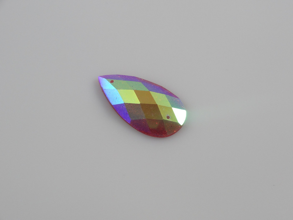10 Pieces - 16 x 30 mm Tear Drop Stone Red Glitter AB image