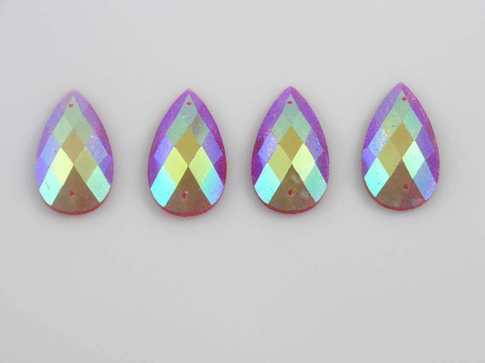 10 Pieces - 16 x 30 mm Tear Drop Stone Red Glitter AB image