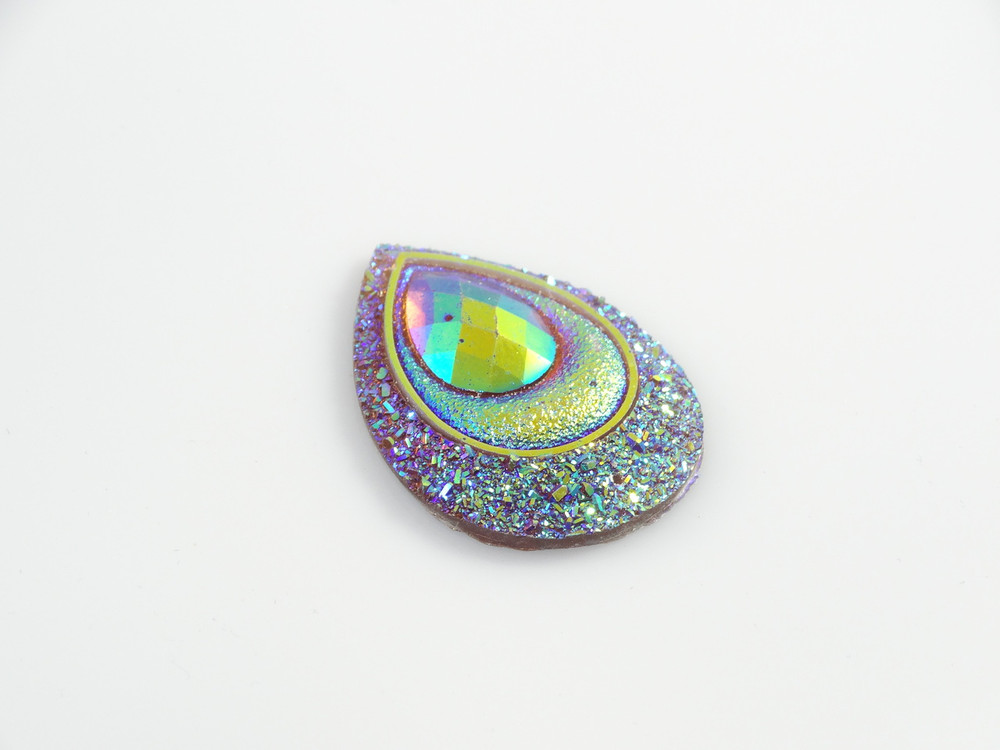 10 Pieces - 30 x 40 mm Peacock Tear Drop Stone Brown AB image