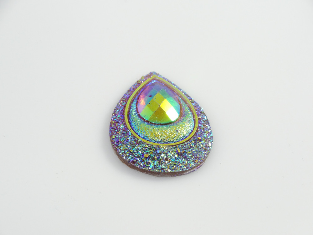 10 Pieces - 30 x 40 mm Peacock Tear Drop Stone Brown AB image