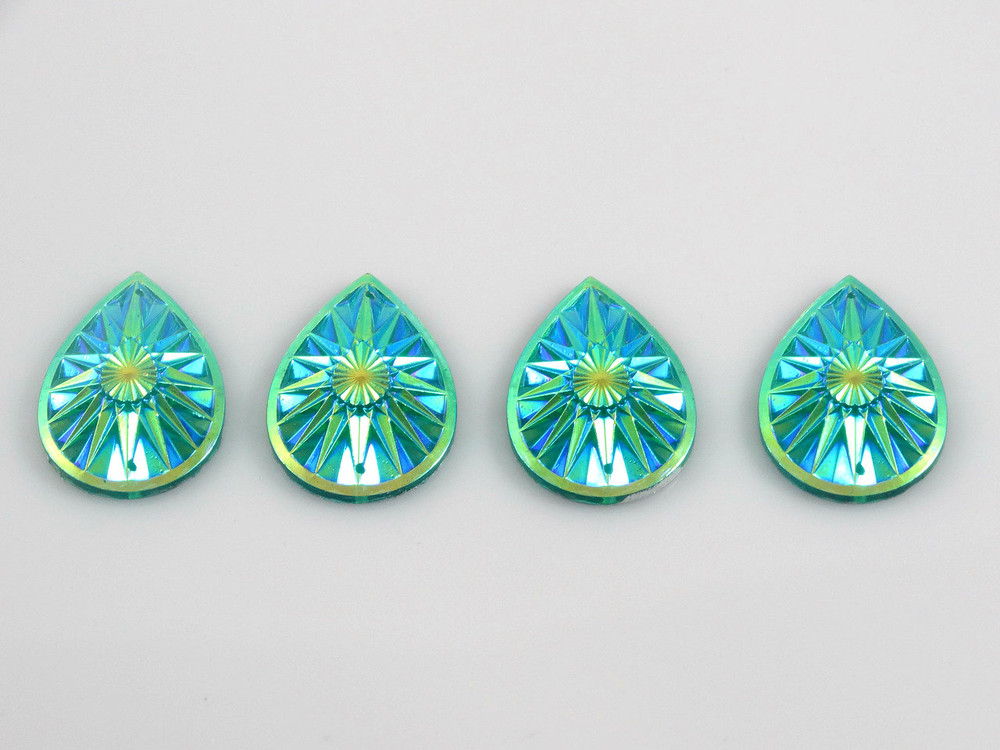 10 Pieces - 20 x 30 mm Teardrop Stone Green AB	 image