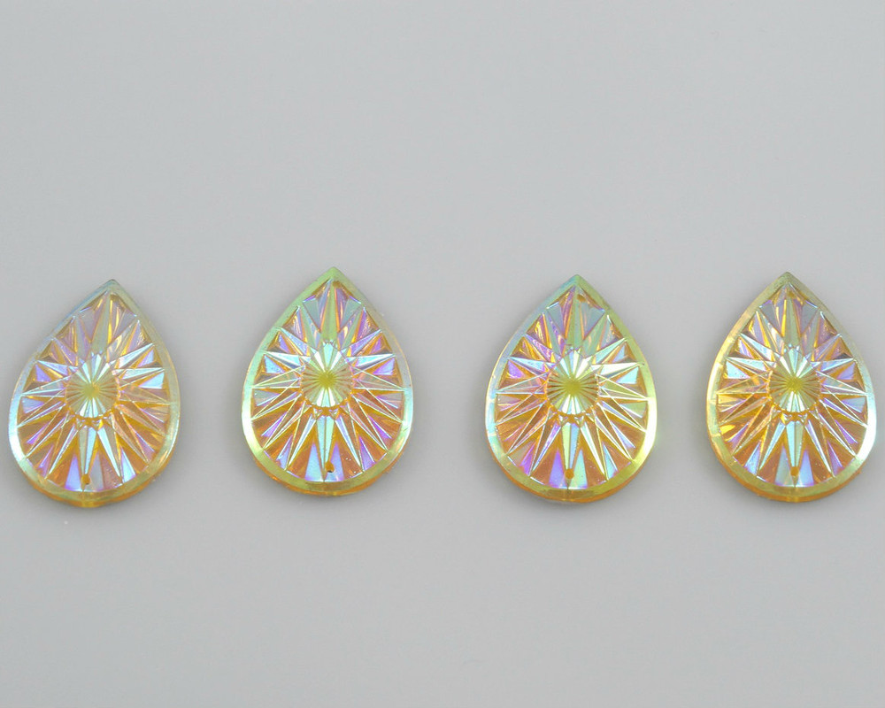 10 Pieces - 20 x 30 mm Teardrop Stone Yellow AB	 image