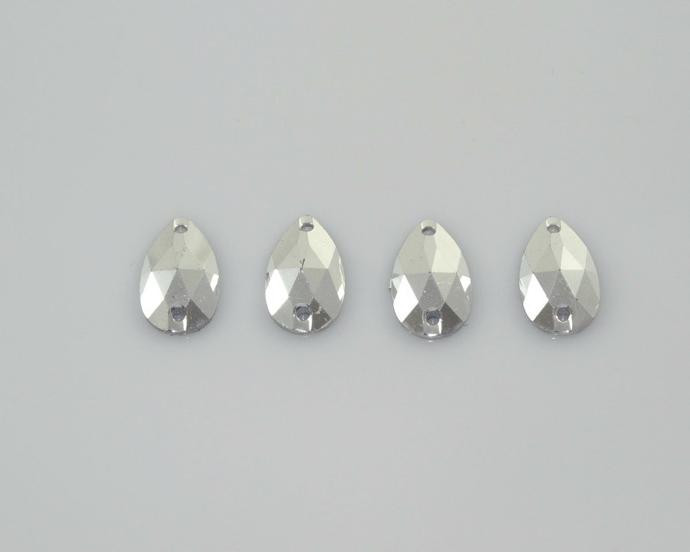 50 Pieces - 10.5 x 18 mm Tear Drop Metallic Stone - Silver image