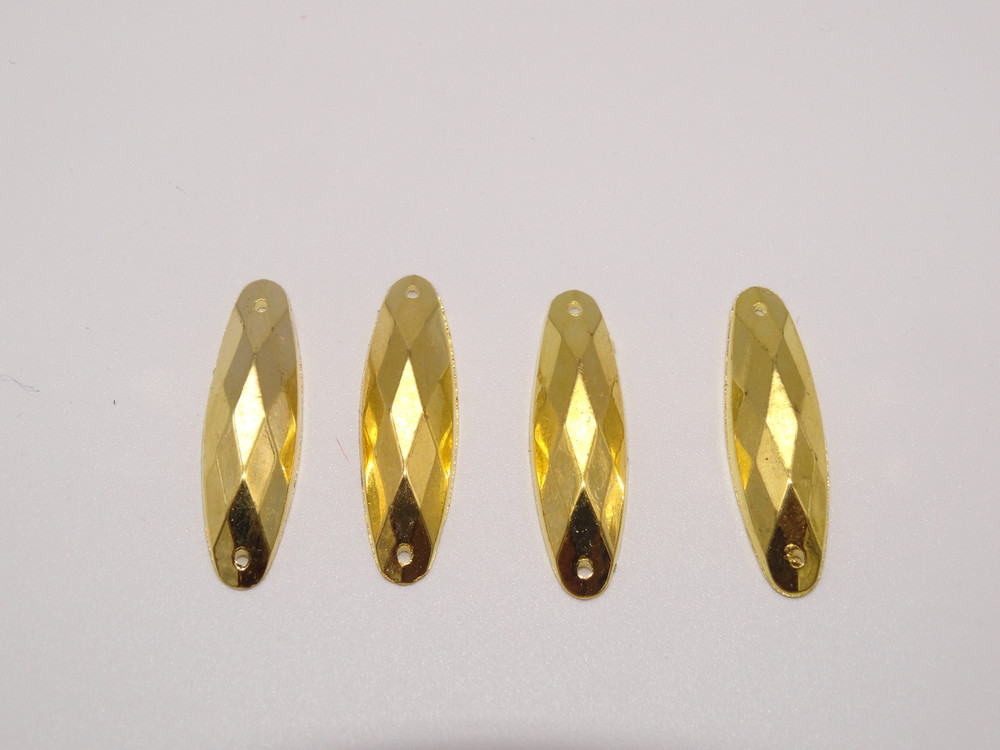 50 Pieces - 8 x 28 mm Oval Stone - Gold image