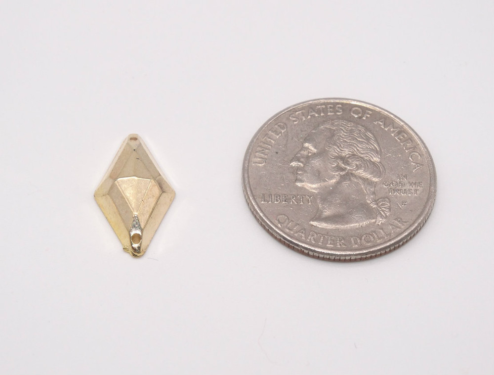 50 Pieces - 11 x 18 mm Diamond Stone - Gold image