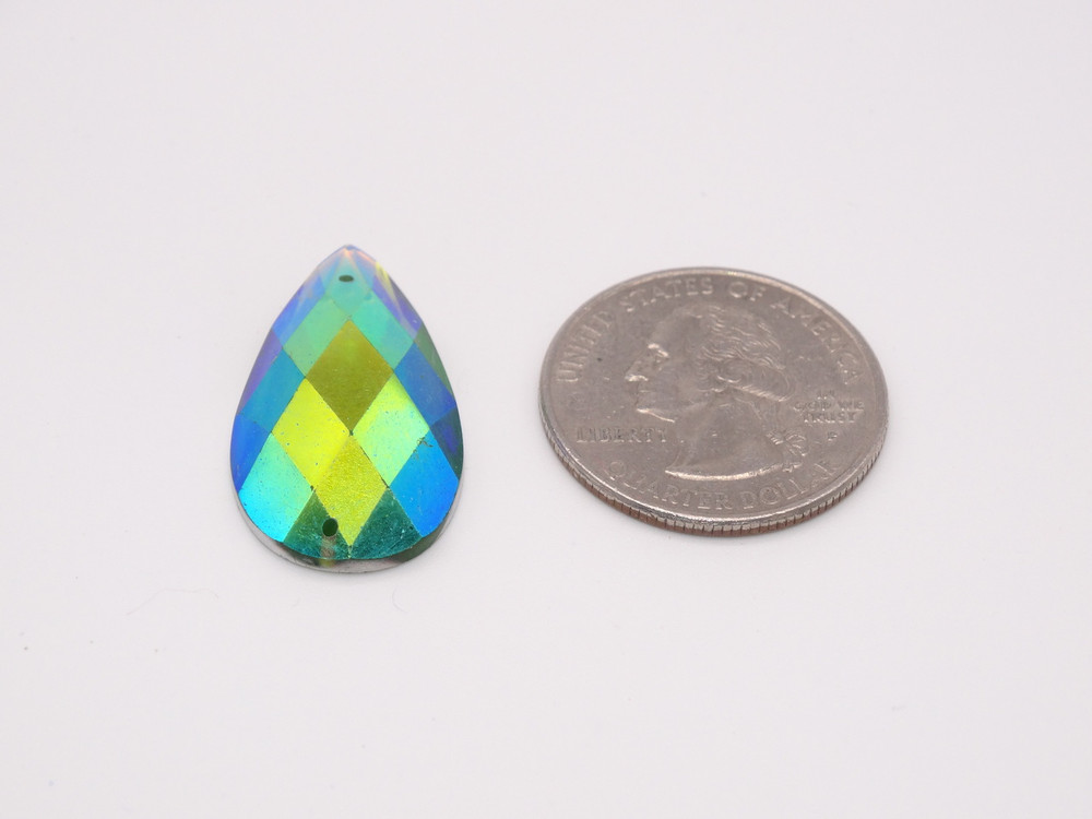 50 Pieces - 16 x 30 mm Tear Drop Stone AB Finish Green image