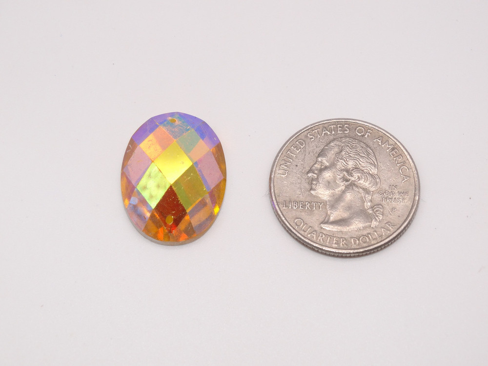 50 Pieces - 17 x 23 mm Oval Stone AB Finish Yellow image