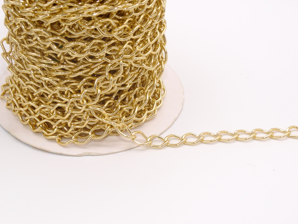 8x11mm Aluminum Chain Gold  - Per Yard