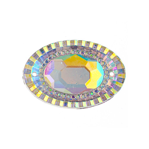 10 Pieces - 20x30mm Oval Stone - Clear AB