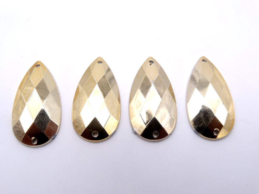 50 Pieces - 16x30 mm Teardrop Metallic Stone - Rose Gold