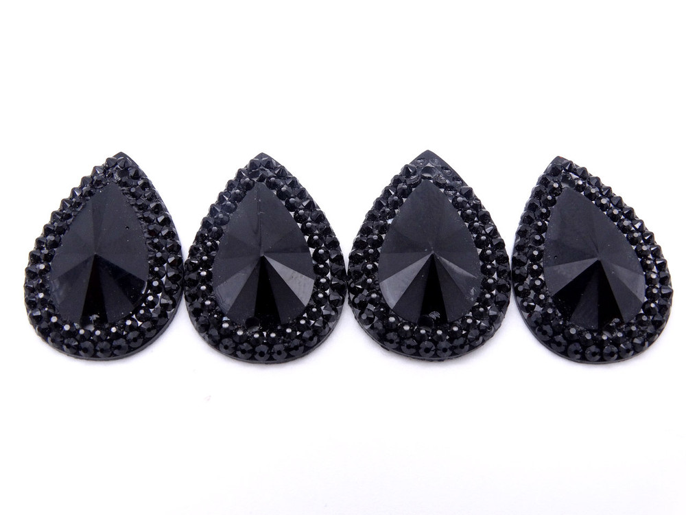 50 Pieces - 18x25 mm Teardrop Stone - Black image