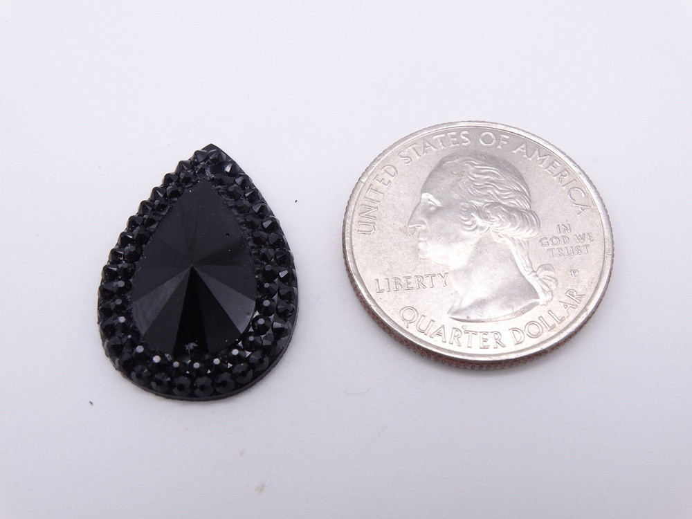 20 Pieces - 18x25 mm Teardrop Stone - Black