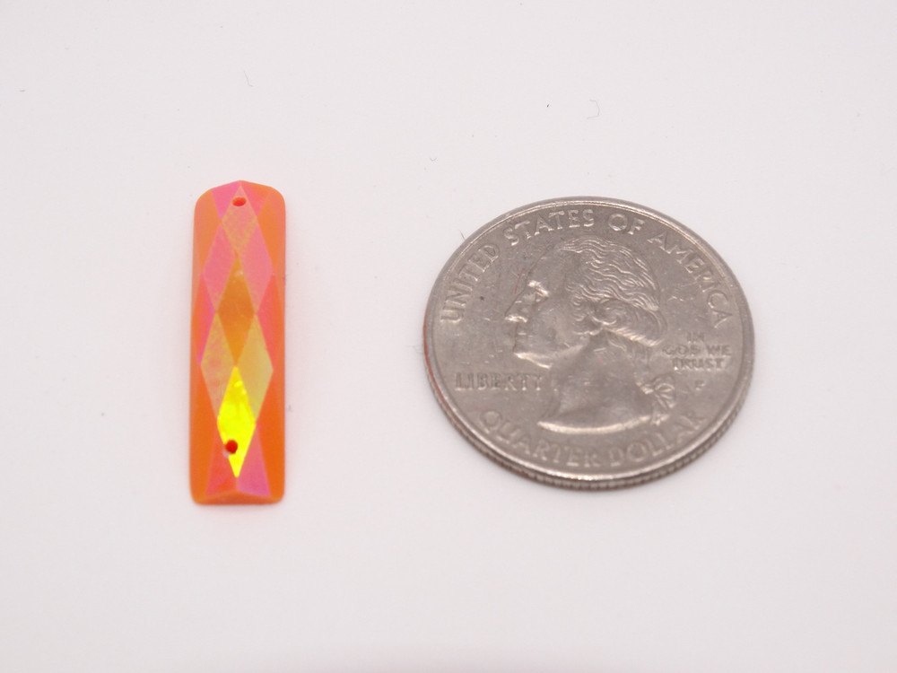 20 Pieces - 7 x 26 mm Rectangle Stone AB Finish Orange image