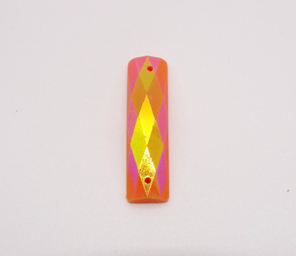 20 Pieces - 7 x 26 mm Rectangle Stone AB Finish Orange