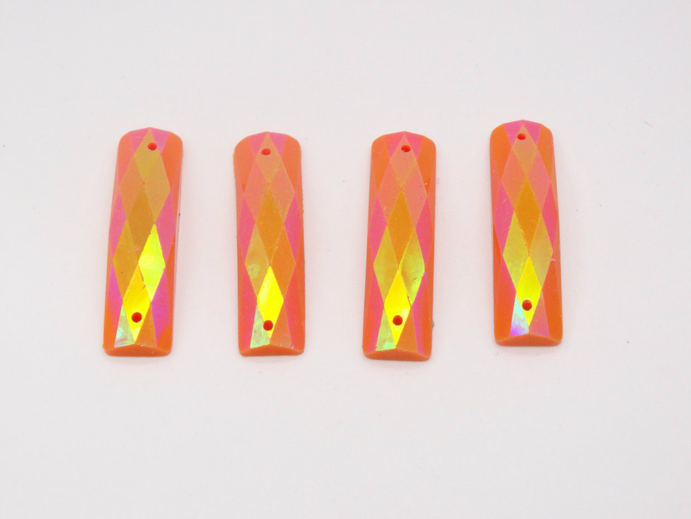 20 Pieces - 7 x 26 mm Rectangle Stone AB Finish Orange image