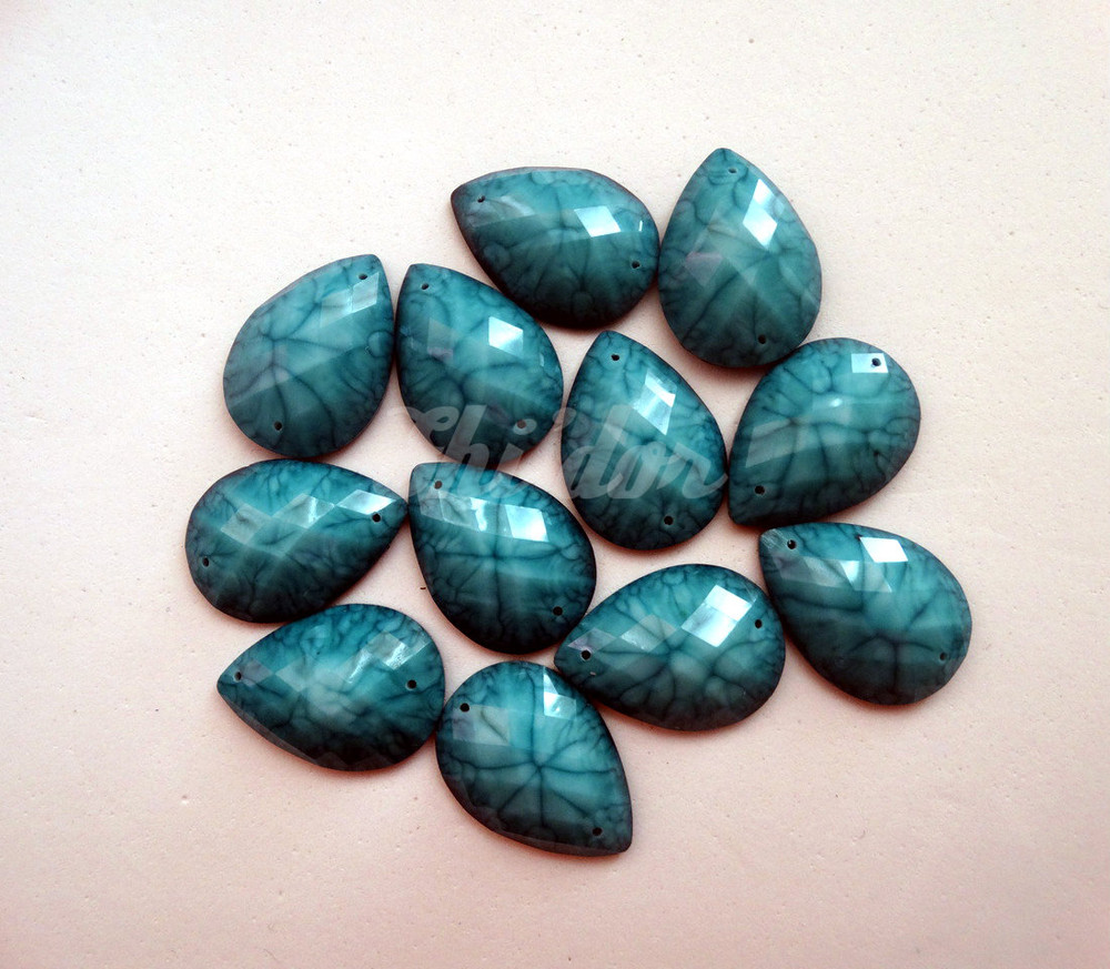 20 Pieces - 18x25 mm Teardrop Cabochon - Aqua