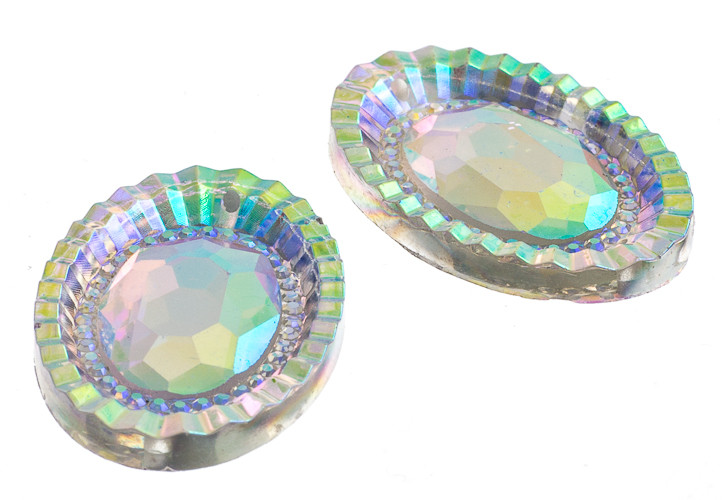 10 Pieces - 18x25mm Oval Stone - Clear AB image