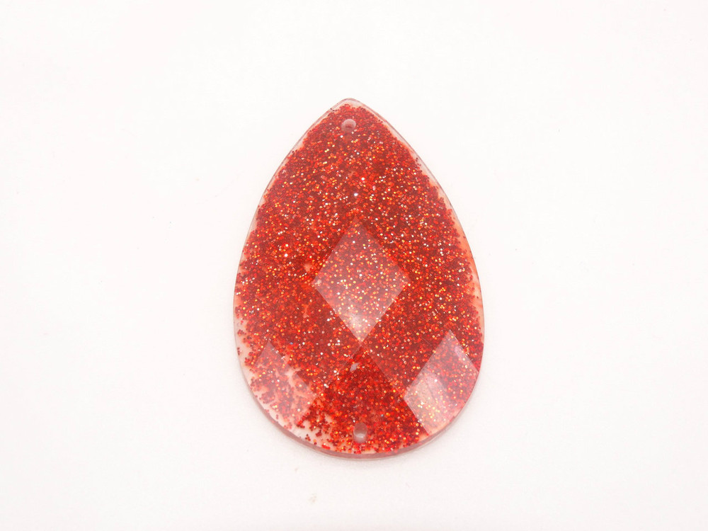 20 Pieces - 24 x 40 mm Tear Drop Stone - Glitter Red