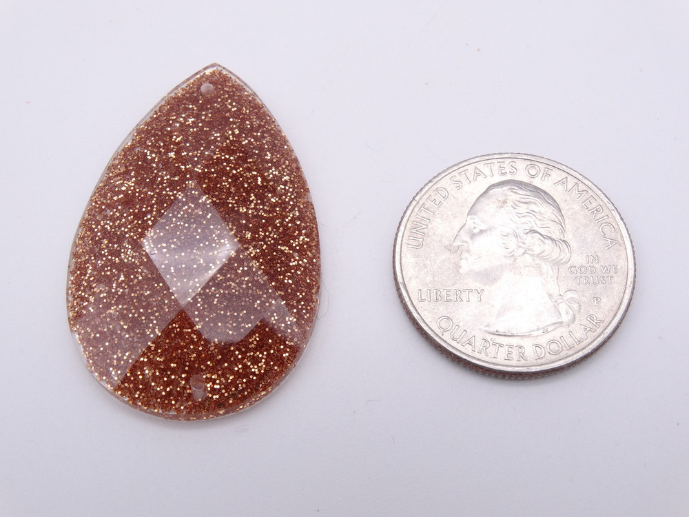 20 Pieces - 24 x 40 mm Teardrop Stone - Glitter DK Gold image
