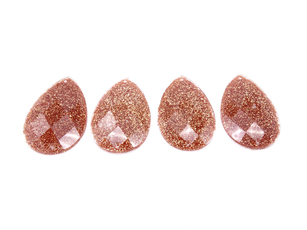 10 Pieces - 24 x 40 mm Teardrop Stone - Glitter DK Gold image