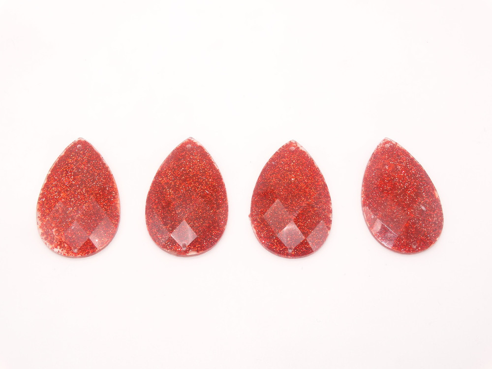 10 Pieces - 24 x 40 mm Tear Drop Stone - Glitter Red image