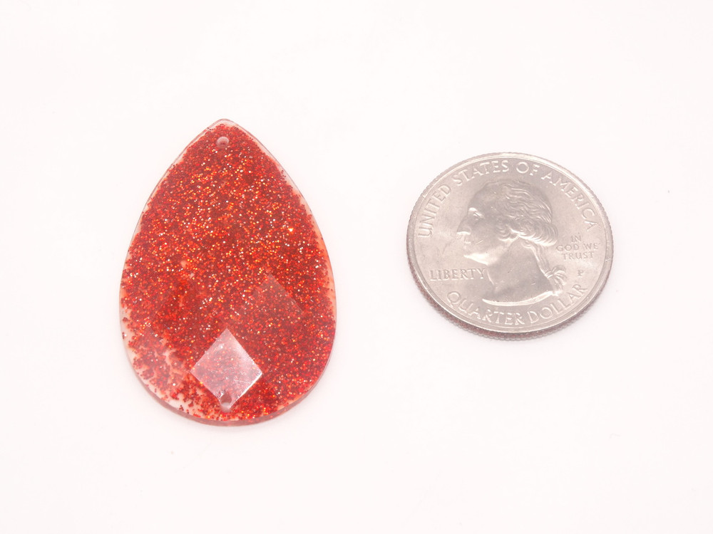 10 Pieces - 24 x 40 mm Tear Drop Stone - Glitter Red image