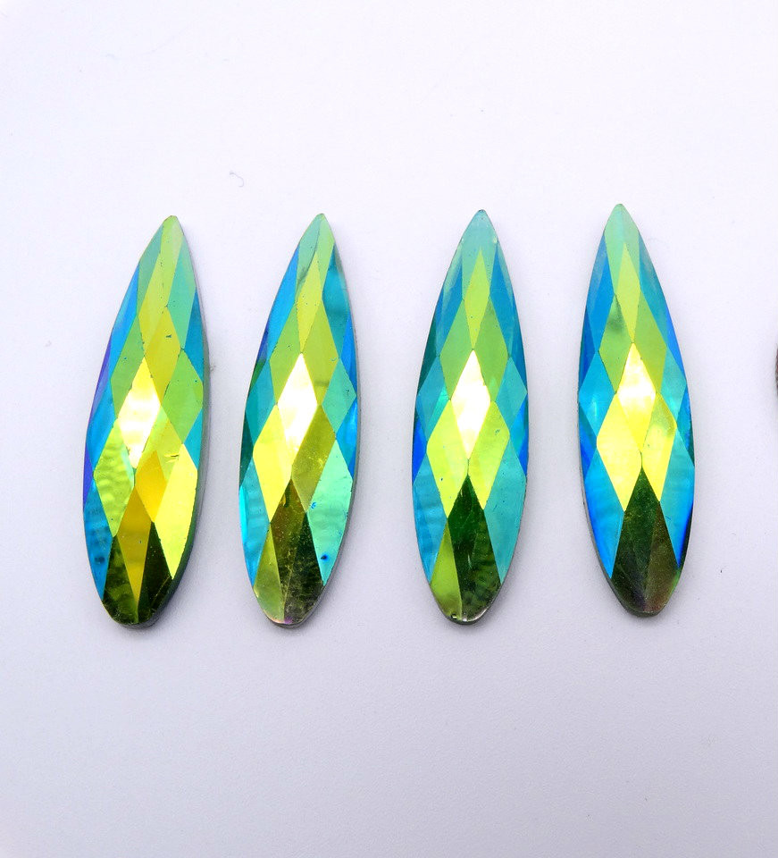 20 Pieces - 9 x 36 mm Teardrop Stone - Green AB image
