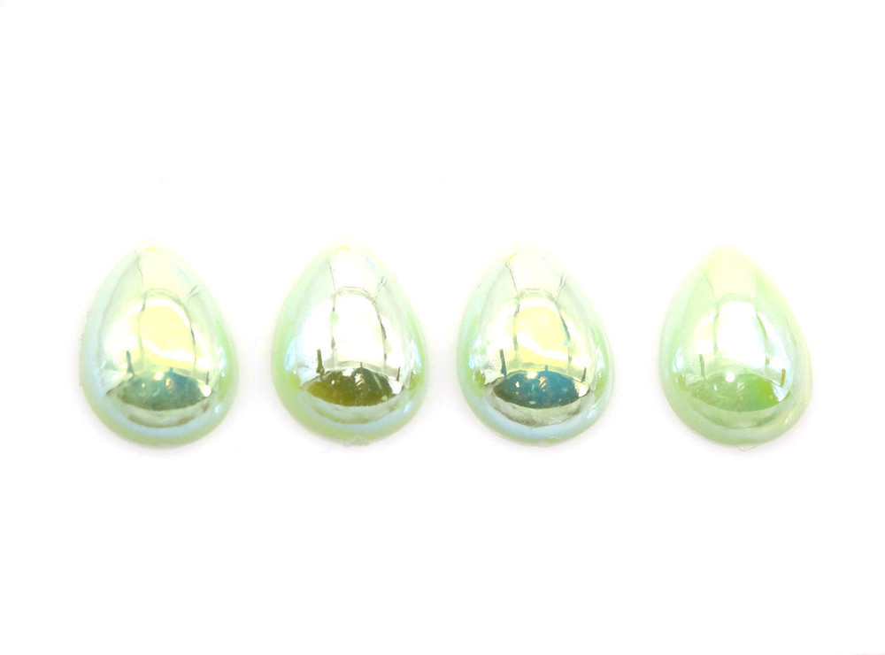 50 Pieces - 13 x 18 mm Teardrop Pearl Stone - Green AB