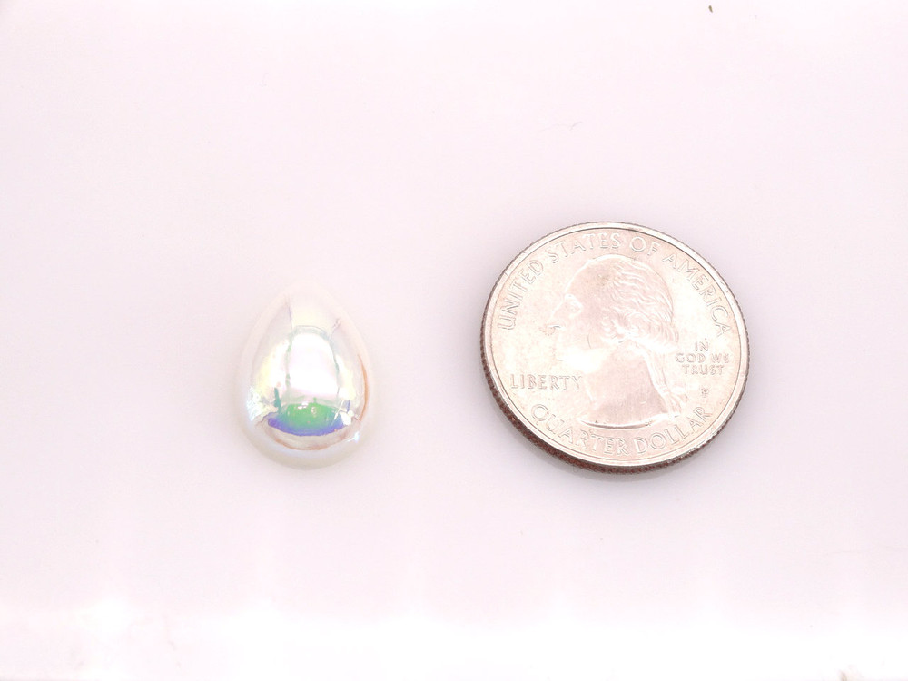 50 Pieces - 13 x 18 mm Teardrop Pearl Stone - White AB image