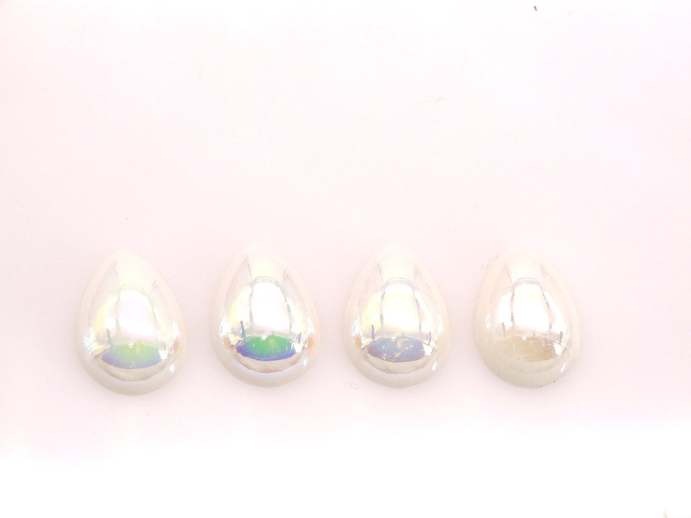50 Pieces - 13 x 18 mm Teardrop Pearl Stone - White AB