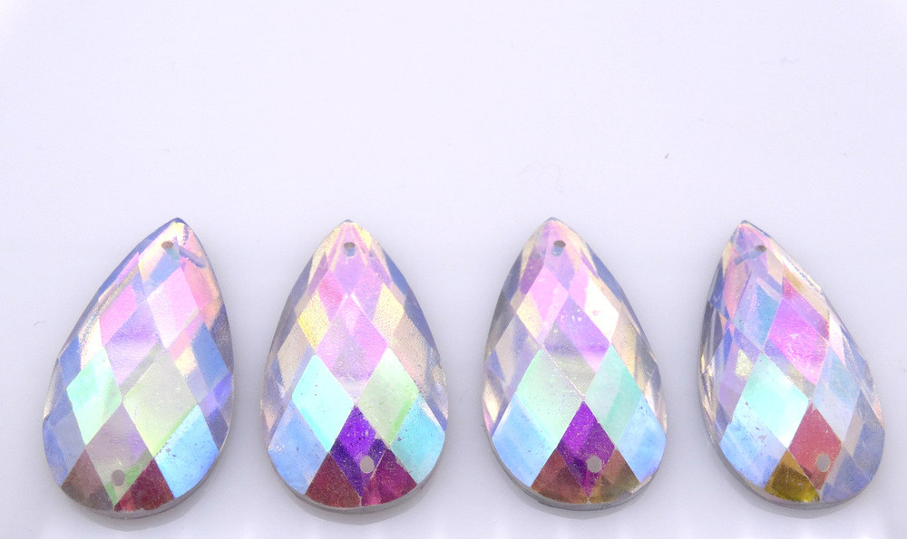 50 Pieces - 16 x 30 mm Tear Drop Stone AB Finish Clear image