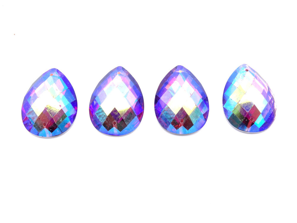 50 Pieces - 18x25 mm Teardrop Stone - Purple AB