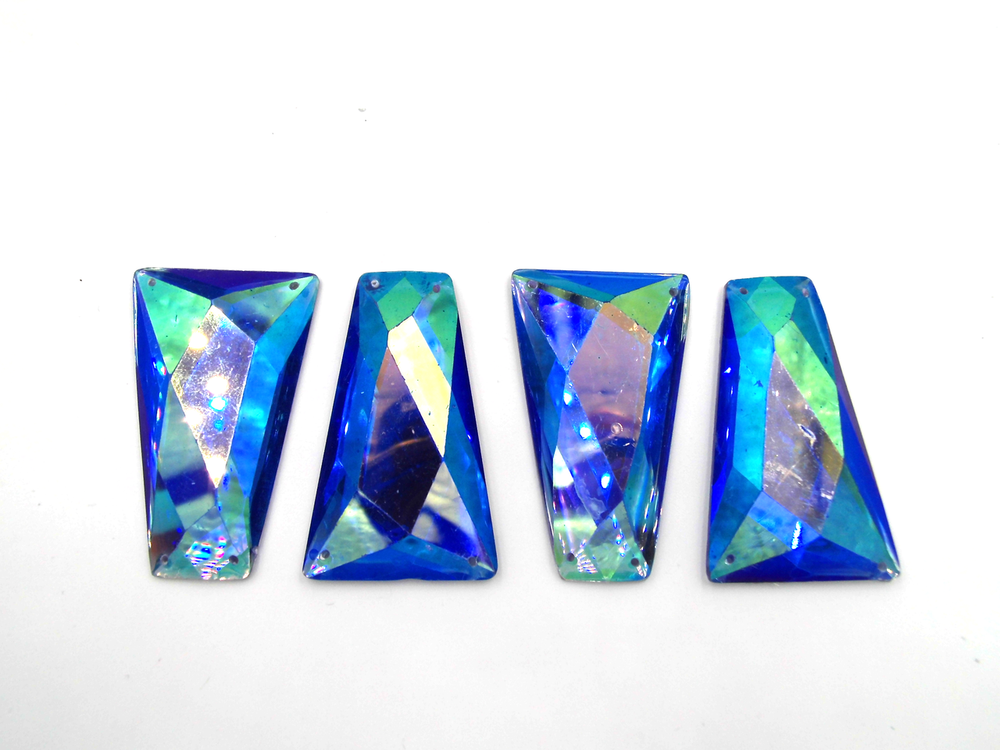 10 Pieces - 25x43 mm Trapezoid Stone - Blue AB image