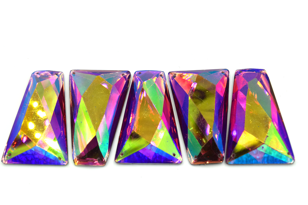 20 Pieces - 25x43 mm Trapezoid Stone - Red AB image