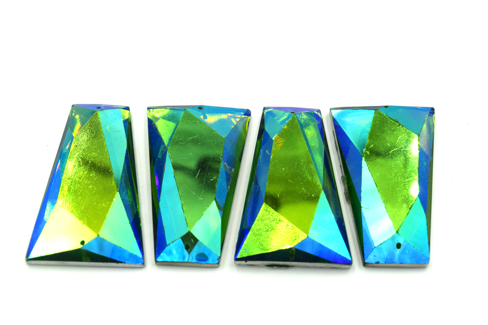10 Pieces - 25x43 mm Trapezoid Stone - Turquoise AB image