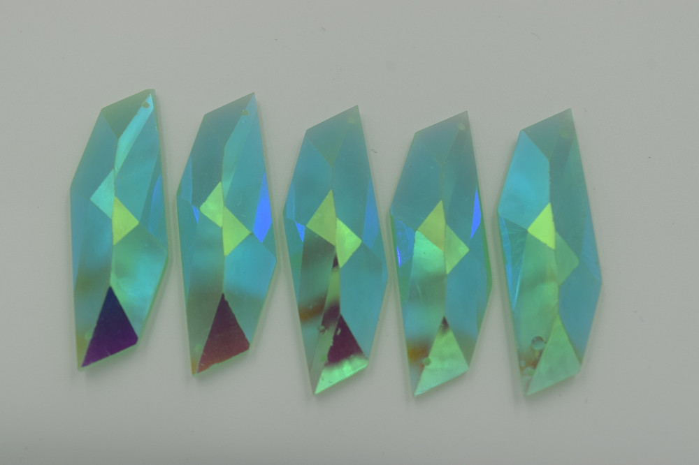 10 Pieces - Resin 15x47mm Hex Stone -Mint AB image